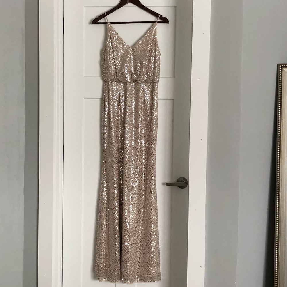Adrianna Papell Golden Sequined Formal Dress
